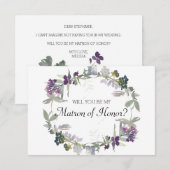 Carte Serez-vous mon maître d'honneur de lavande aquarel (Devant / Derrière)
