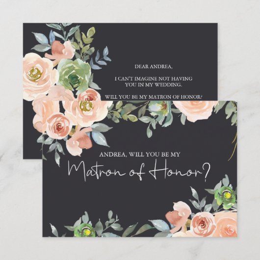 Carte Serez-vous mon maître d'honneur Peach Green Navy (Devant / Derrière)