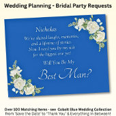 Carte Serez-Vous Mon Meilleur Homme ? Bleu et rose blanc