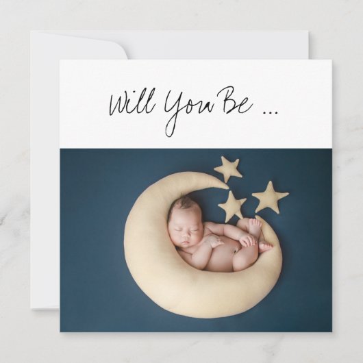 Carte Serez-vous mon parrain Bébé sur la Lune Insertion  (Devant)