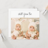 Carte Serez-vous notre DieuParent Twins Baby Photo (Devant/Arrière en situation)