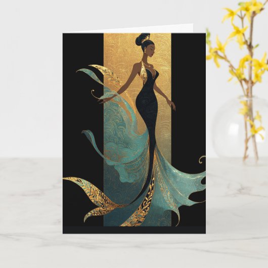 CARTE SÉRIE MERMAID NOIR #1 (Fleur jaune)