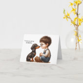 Carte Sérieux Dachshund (Fleur jaune)