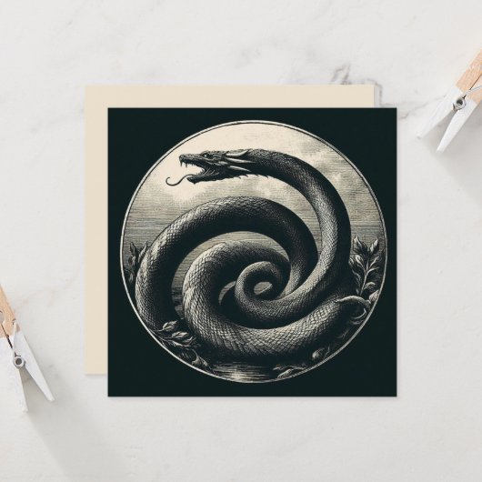 Carte Serpent Antique Illustration Serpent (Devant/Arrière en situation)