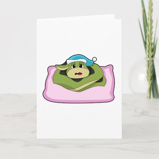 Carte Serpent au lit avec bonnet de nuit (Devant)