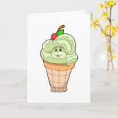 Carte Serpent avec cône crème glacée & cerise (Fleur jaune)