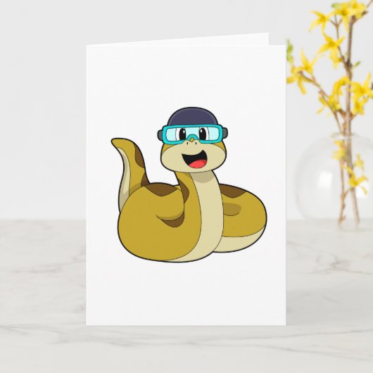 Carte Serpent avec lunettes de natation (Fleur jaune)