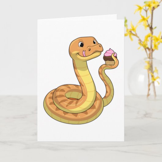 Carte Serpent avec Muffin (Fleur jaune)