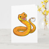 Carte Serpent avec une tasse de café (Fleur jaune)