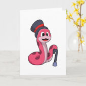 Carte Serpent comme gentleman avec chapeau et canne (Fleur jaune)