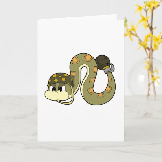 Carte Serpent comme soldat avec arme (Fleur jaune)