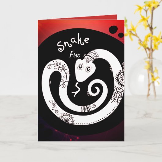 Carte Serpent d'anniversaire de feu (Fleur jaune)