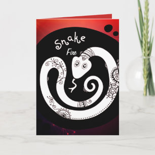 Carte Serpent d'anniversaire de feu