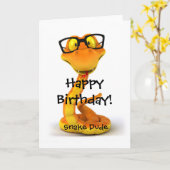 Carte Serpent Dude | SYMBOLE Zodiaque chinois mignon (Fleur jaune)