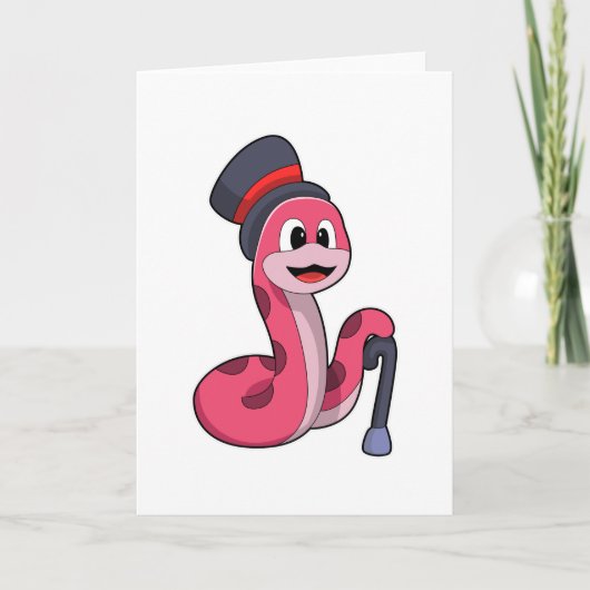 Carte Serpent en Gentleman avec Casquette et bâton de ma (Devant)