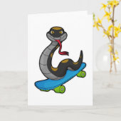 Carte Serpent en patineur avec planche à roulettes (Fleur jaune)