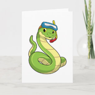 Carte Serpent en plongeur avec tuba