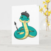 Carte Serpent en tant que peintre avec pinceau (Fleur jaune)