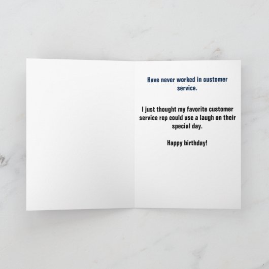 Carte Service Clientèle Rep Funny Anniversaire (Intérieur)