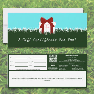 Carte Service de soins de pelouse Certificat cadeau de n