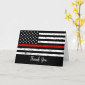 Carte Service d'incendie de la ligne rouge mince Merci p (Fleur jaune)