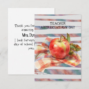 Carte Serviette à carreaux pomme pour la journée d'appré