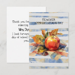 Carte Serviette à carreaux pomme pour la journée d'appré