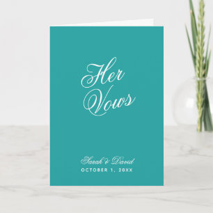 Carte Ses Vœux Livre de Vœux de Mariage Turquoise Écritu