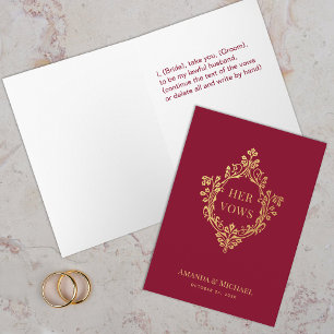 Carte Ses Vows Bourgogne Élégante Mariage de la Crête d'
