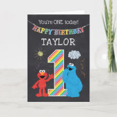 Carte Sesame Street Pals Chalkboard Rainbow 1st Birthday (Devant)