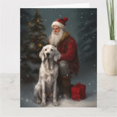 Carte Setter anglais avec Noël Festif du Père Noël (Devant)