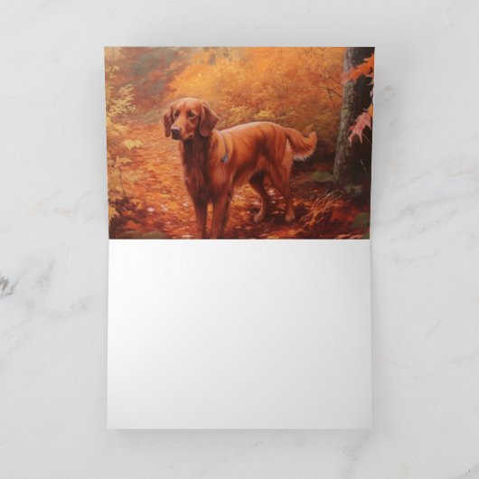 Carte Setter rouge irlandais à l'automne Feuilles automn (Intérieur)