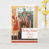 Carte Seuls les fans sauvent Noël, vintage drôle (Fleur jaune)