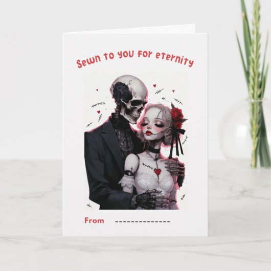 Carte Sewn to You for Eternity Skeleton Couple Card (Devant)