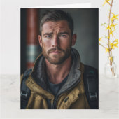 CARTE SEXY FIREFIGHTER BIRTHDAY HUNK GREETING CARD (Fleur jaune)