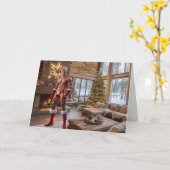 Carte Sexy Père Noël Joyeuses Fêtes Rustiques Cabine Noë (Fleur jaune)