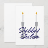 Carte Shabbat shalom salutation et chandeliers (Devant / Derrière)