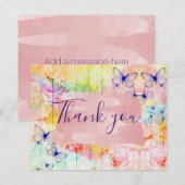 Carte Shabby Chic Butterflies et Roses sur bois rustique (Devant / Derrière)