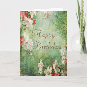 Carte Shabby Chic Hibiscus Fleurs Anniversaire