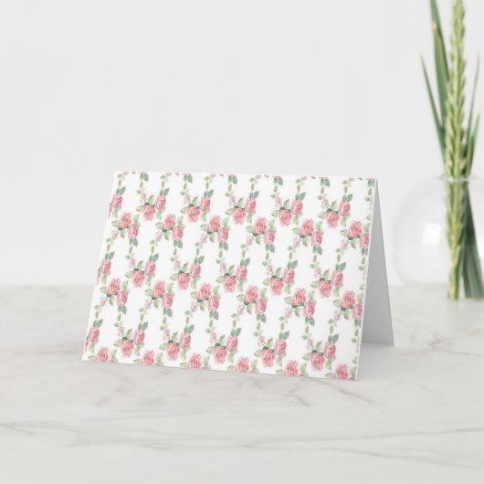 Carte Shabby Chic Rose Rose Rose Merci Floral (Devant)