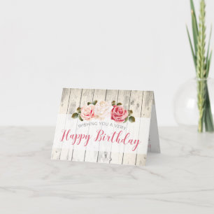 Carte Shabby Chic Rose Rustique Bois Personnalisé Annive