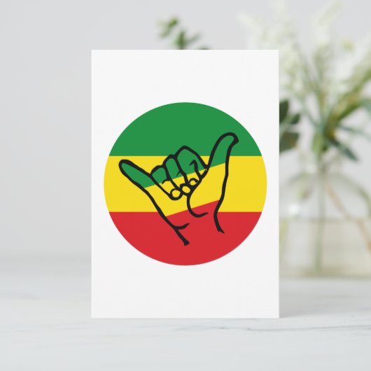 Carte Shaka Hand With Reggae Colors (Debout devant)
