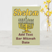 Carte SHALOM : Barre Mitzvah, modifier le texte (Fleur jaune)