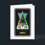 Carte Shalom Menorah Shabbat Coloré À Magen David<br><div class="desc">Pour ravir les récipiendaires,  envoyez cette menorah la plus haute et la plus colorée dans un Magen David multi-hued,  qui déclare artistiquement Shabbat Shalom d'une manière nouvelle et unique!  ~ karyn</div>