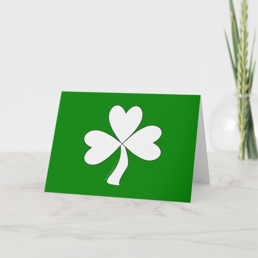 Carte Shamrock blanc St. Patrick's Day Irlandais Bonne c (Devant)