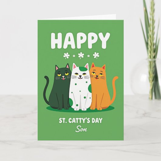 Carte Shamrock Cats Happy Sons Day Card (Devant)