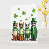 Carte Shamrock Cats Pattern Holiday Card (Fleur jaune)