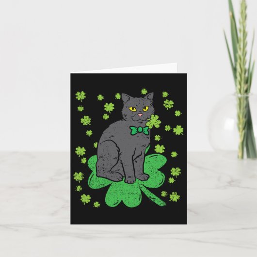 Carte Shamrock Chat Jour de la Saint Patrick 4 Leaf Clov (Devant)