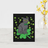 Carte Shamrock Chat Jour de la Saint Patrick 4 Leaf Clov (Fleur jaune)