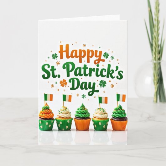 Carte Shamrock Cupcake Pattern Card (Devant)